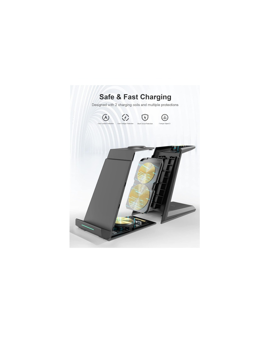 3-in-1 Wireless Charging Stand for iPhone, Apple Watch & AirPods