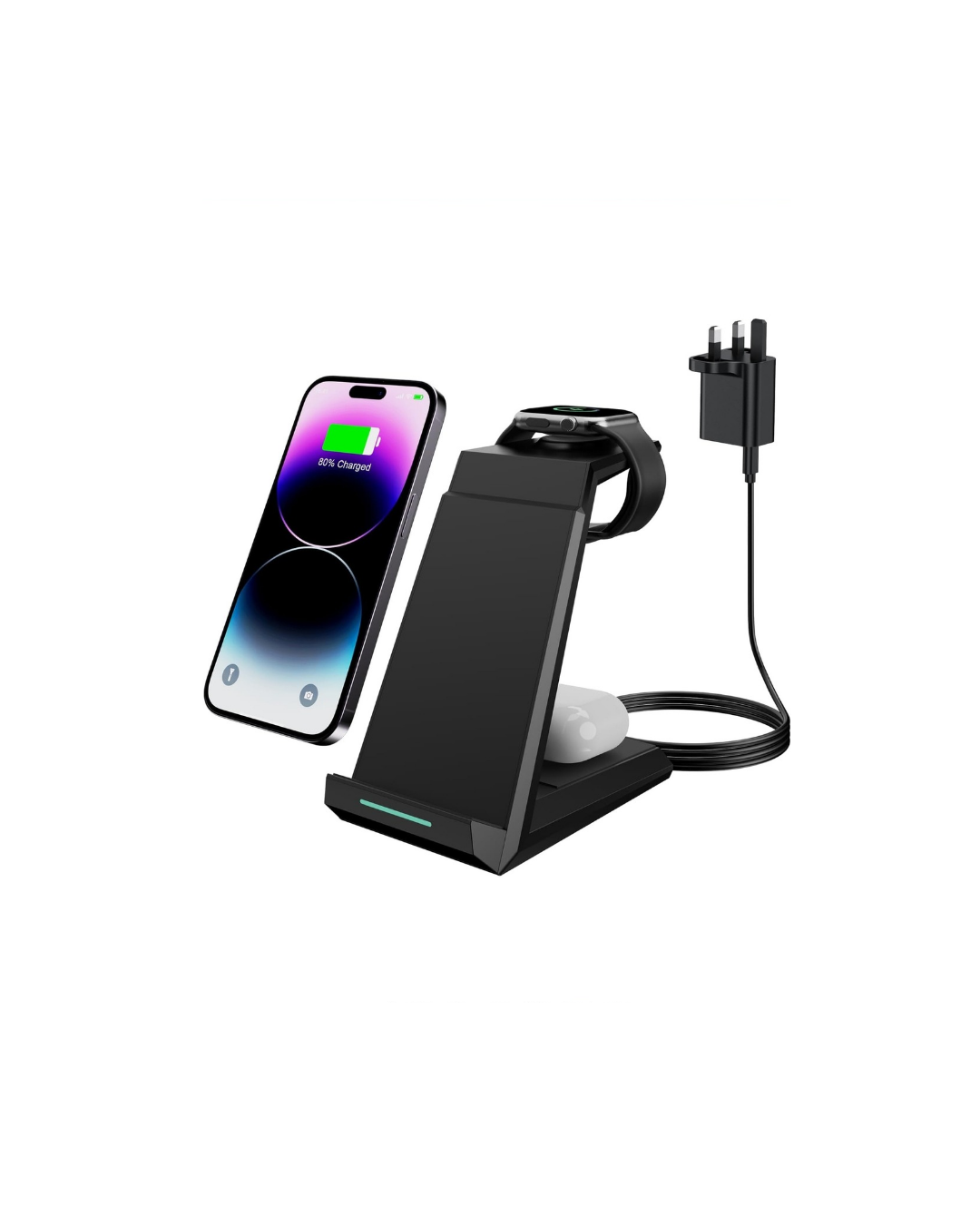 3-in-1 Wireless Charging Stand for iPhone, Apple Watch & AirPods
